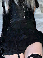 Dark Black Tiered Bloomer Short