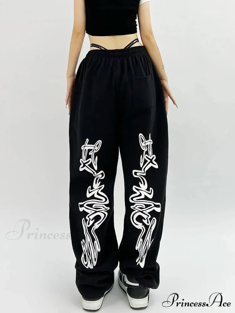 Dark Hip Hop Grunge Ebony Running Trousers