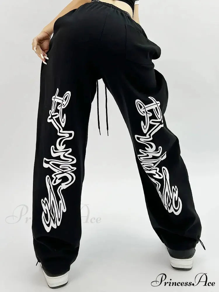 Dark Hip Hop Grunge Ebony Running Trousers