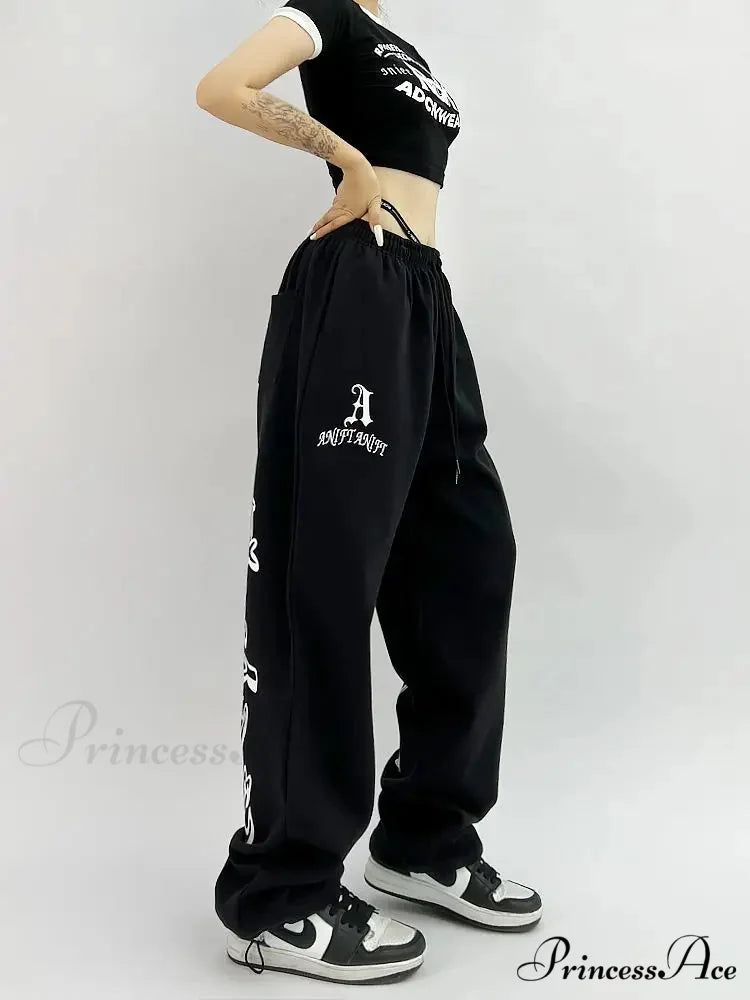 Dark Hip Hop Grunge Ebony Running Trousers