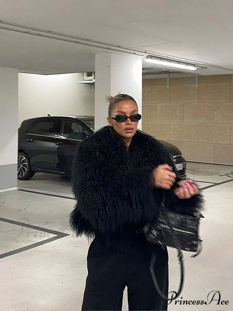 Dark Informal Fold Over Collar Jacket