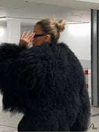 Dark Informal Fold Over Collar Jacket