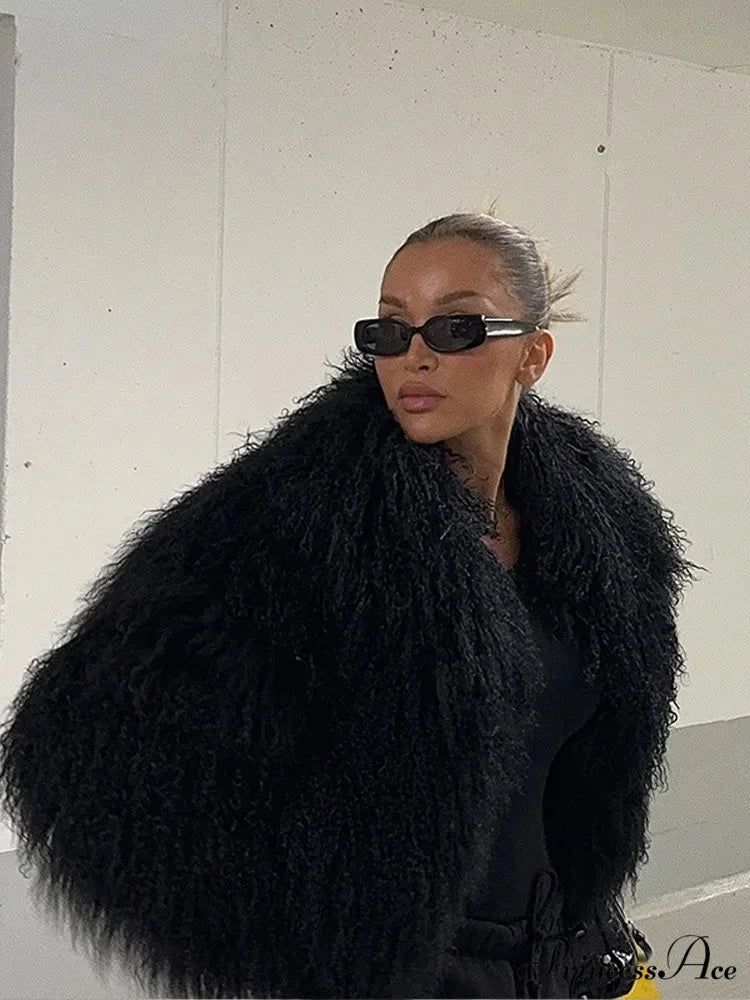 Dark Informal Fold Over Collar Jacket