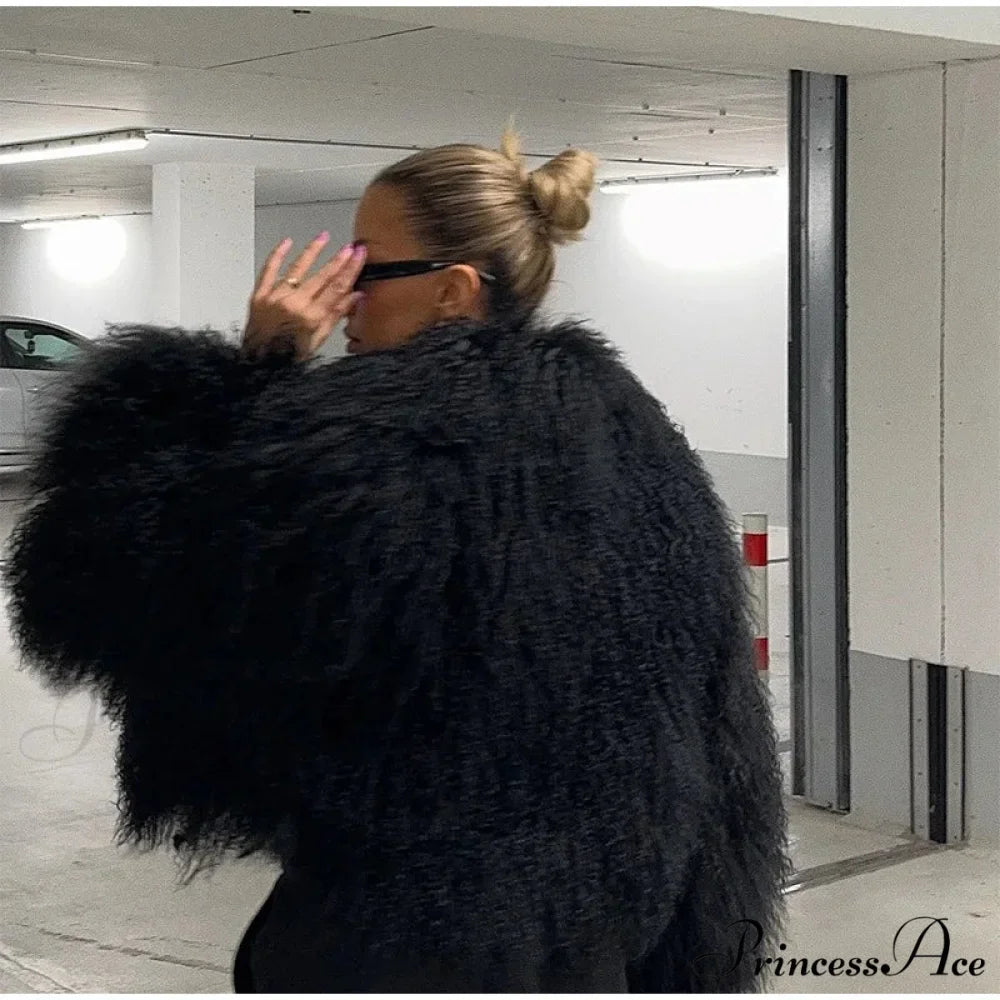 Dark Large Fluffy Winter Jacket