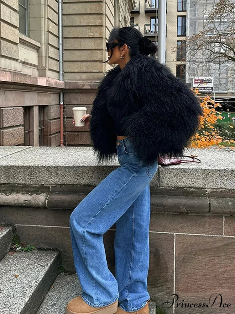 Dark Large Fluffy Winter Jacket