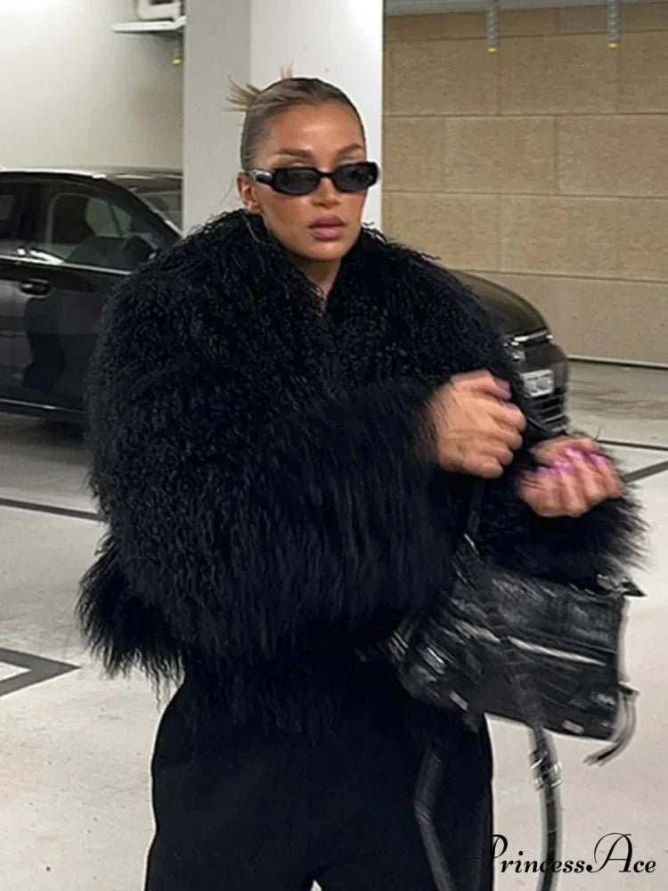 Dark Large Fluffy Winter Jacket