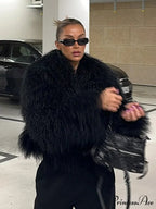 Dark Large Fluffy Winter Jacket