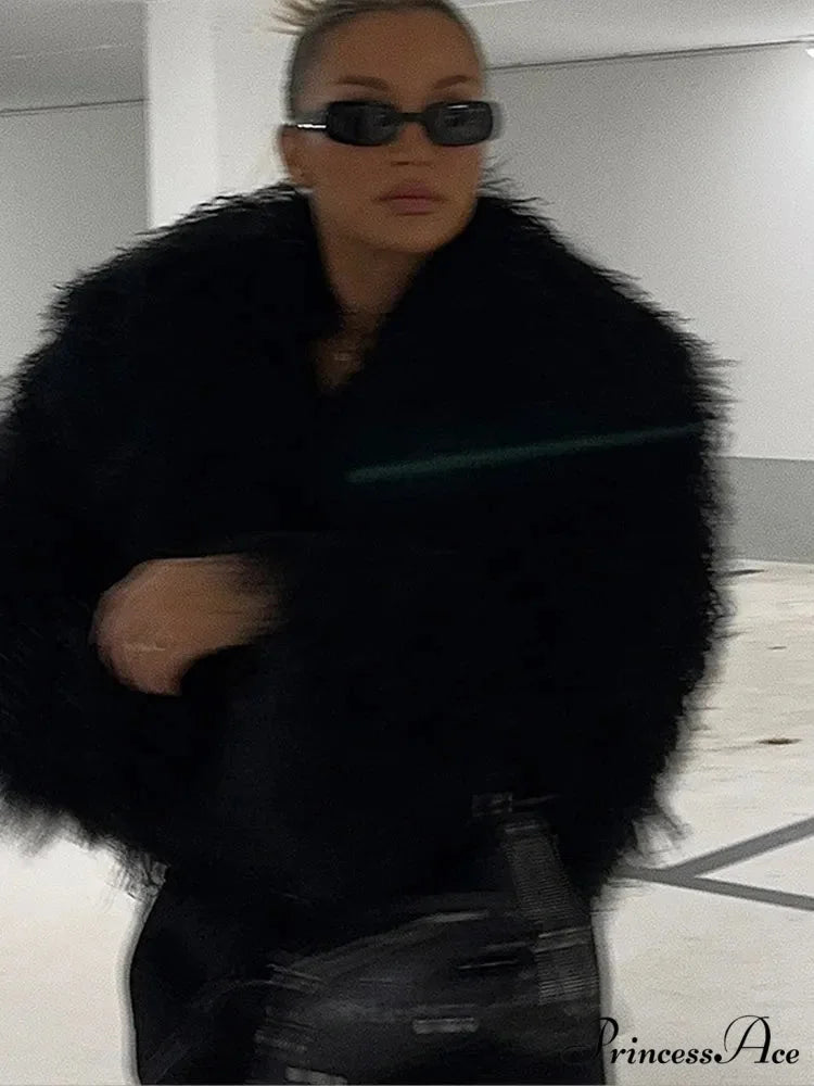 Dark Large Fluffy Winter Jacket