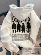 Dark Letter Graphic Baggy Fleece Hoodie