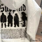 Dark Letter Graphic Baggy Fleece Hoodie