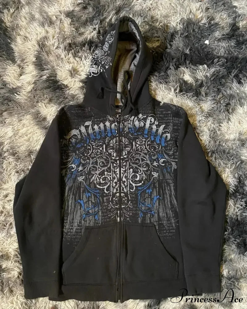 Dark Letter Print Autumn Hoodie