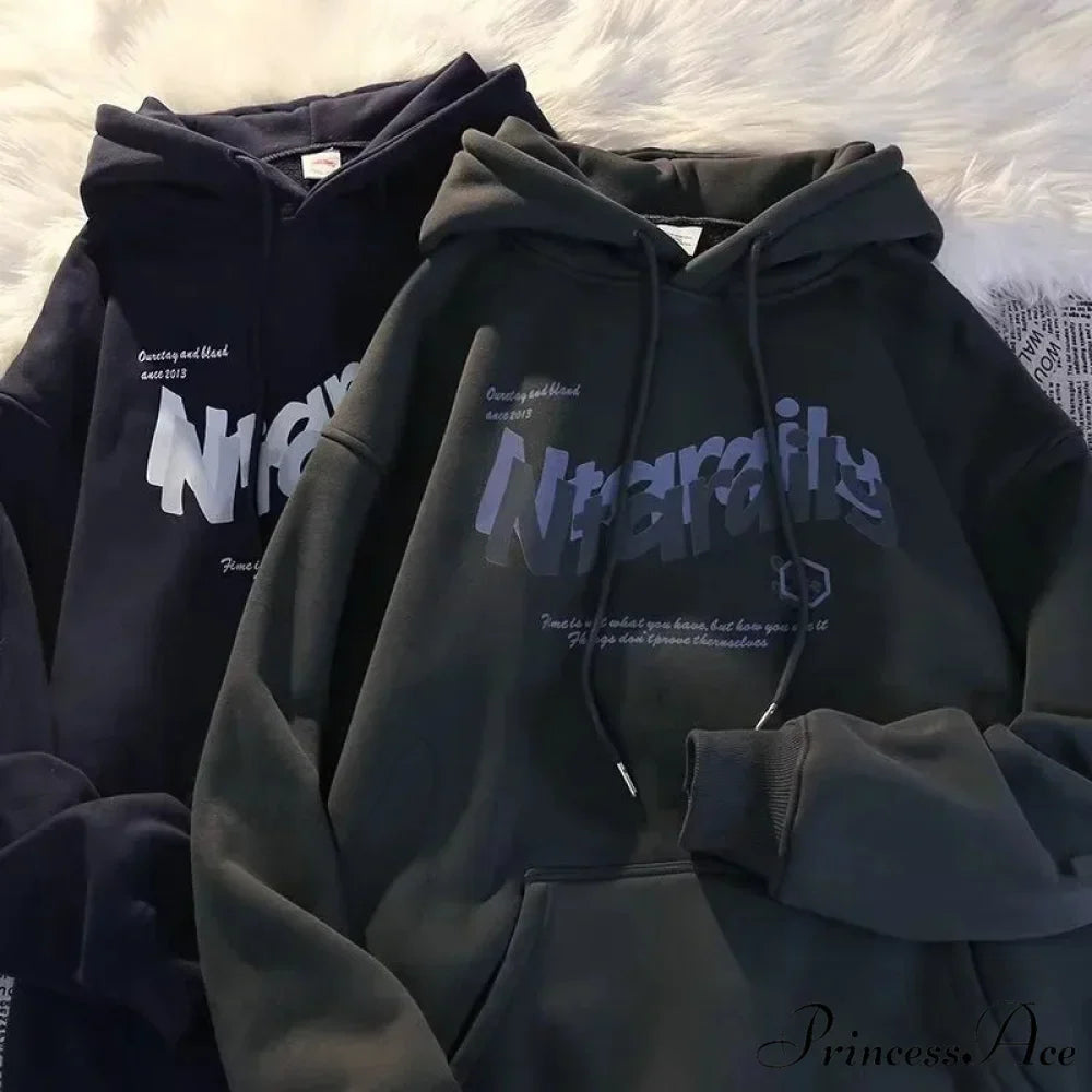 Dark Letter Print Informal Oversized Hoodie