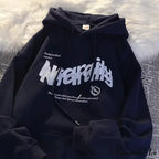 Dark Letter Print Informal Oversized Hoodie