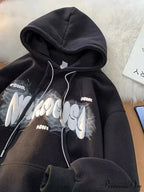 Dark Letter Print Y2K Retro Hoodie