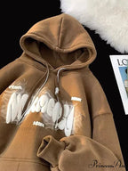 Dark Letter Print Y2K Retro Hoodie