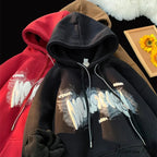 Dark Letter Print Y2K Retro Hoodie