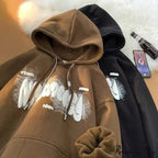 Dark Letter Print Y2K Retro Hoodie