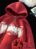 Dark Letter Print Y2K Retro Hoodie