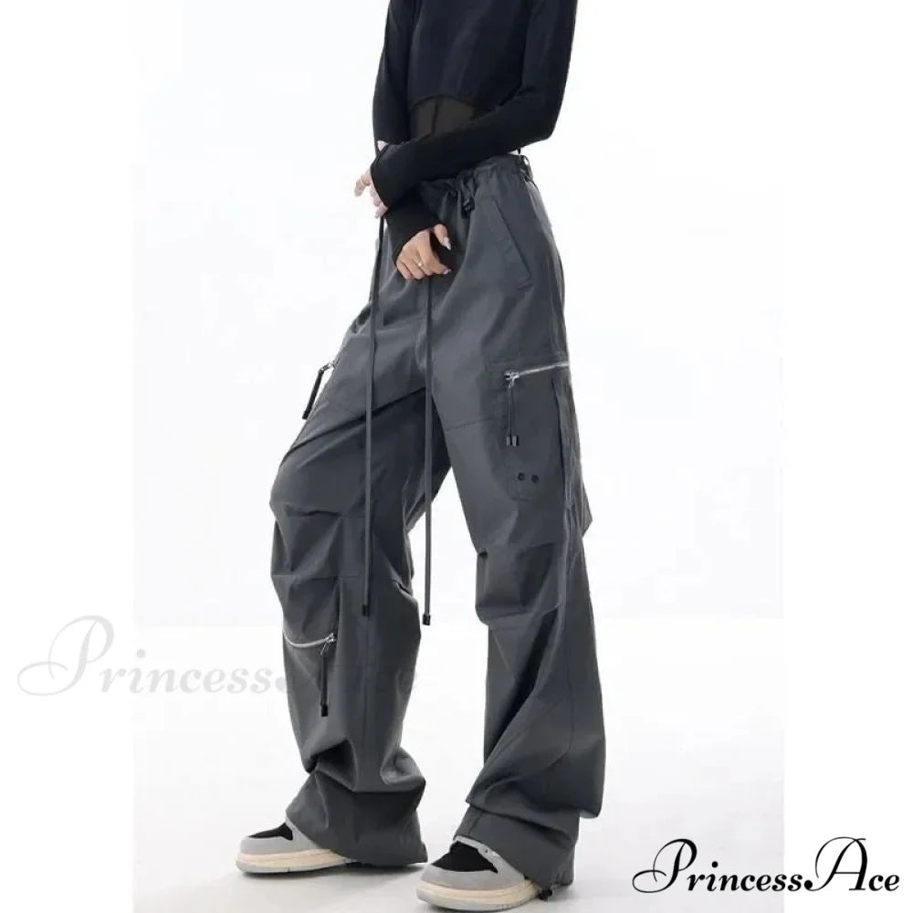 Dark Parachute Cargo Trousers Y2K Trousers