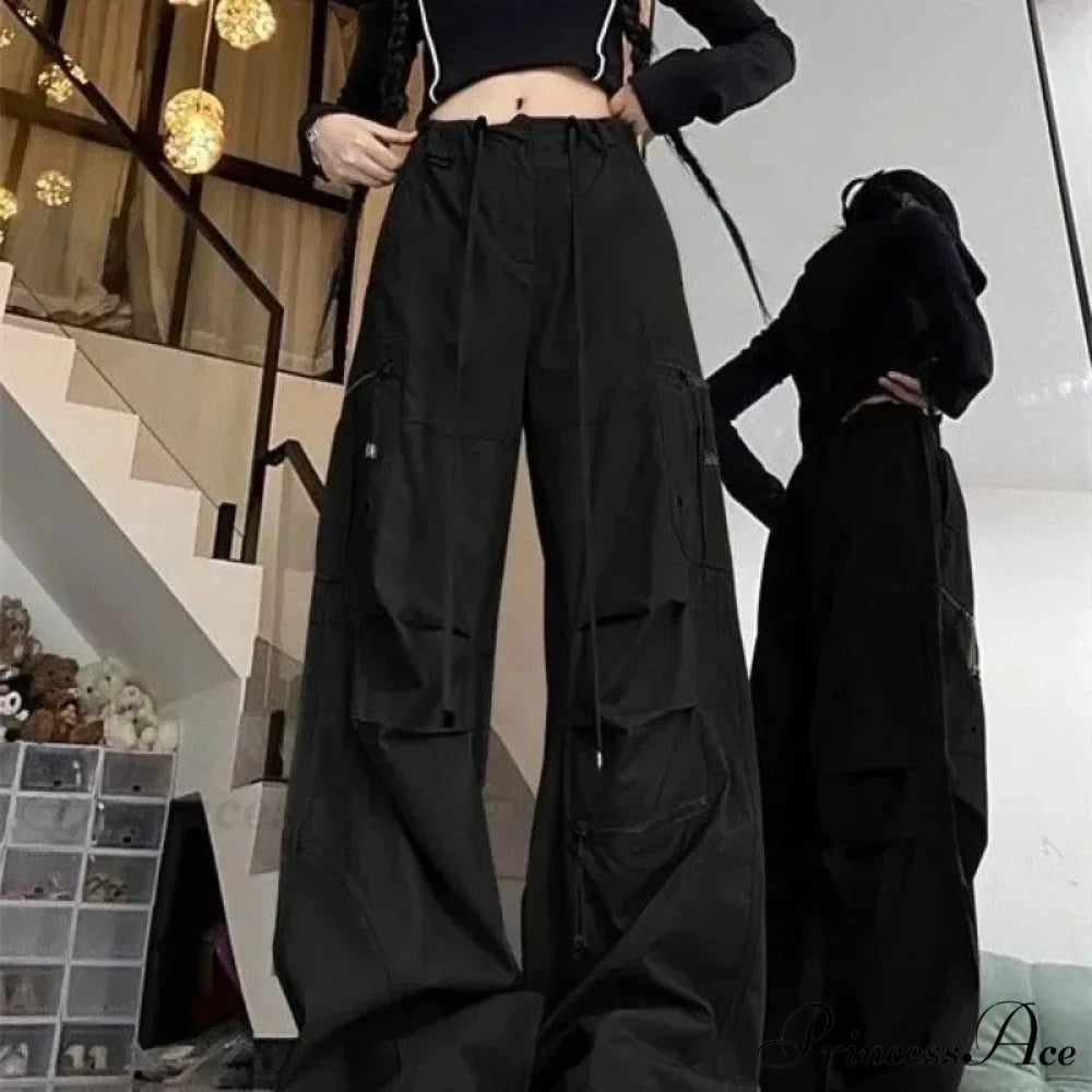 Dark Parachute Cargo Trousers Y2K Trousers