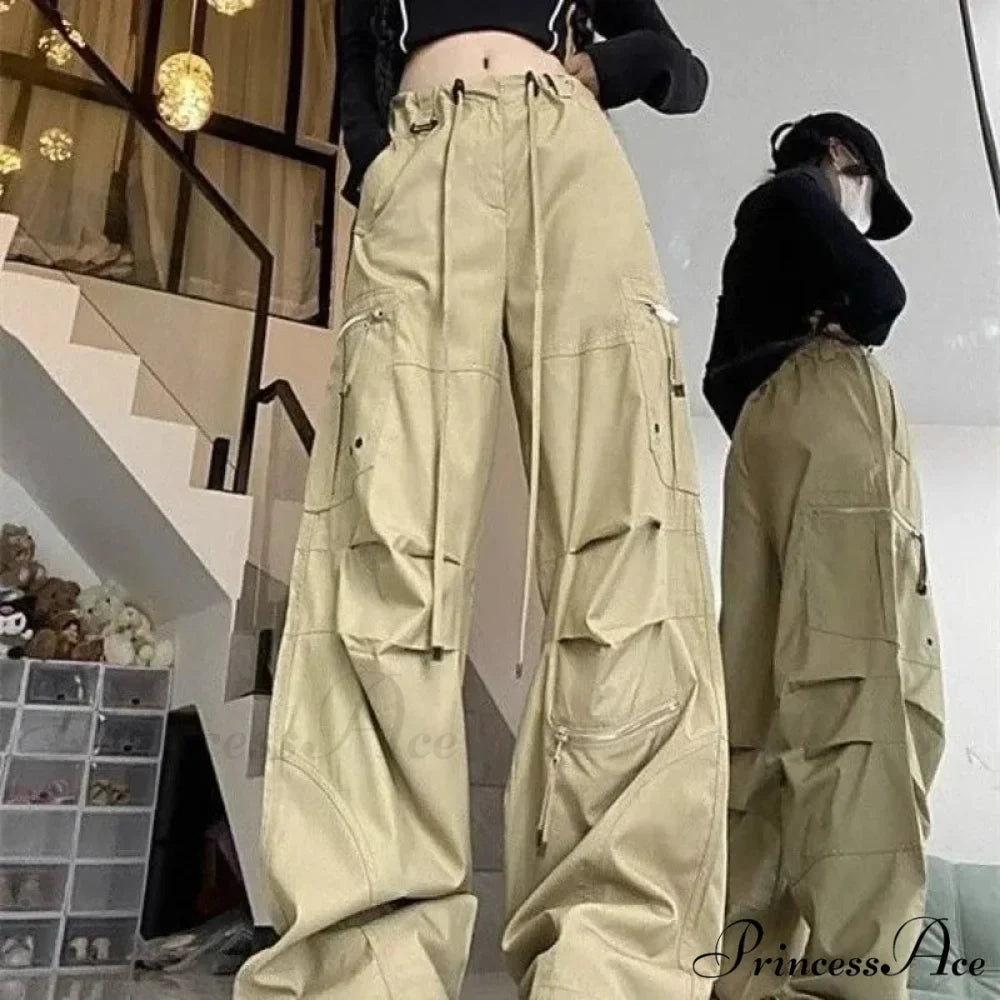 Dark Parachute Cargo Trousers Y2K Trousers
