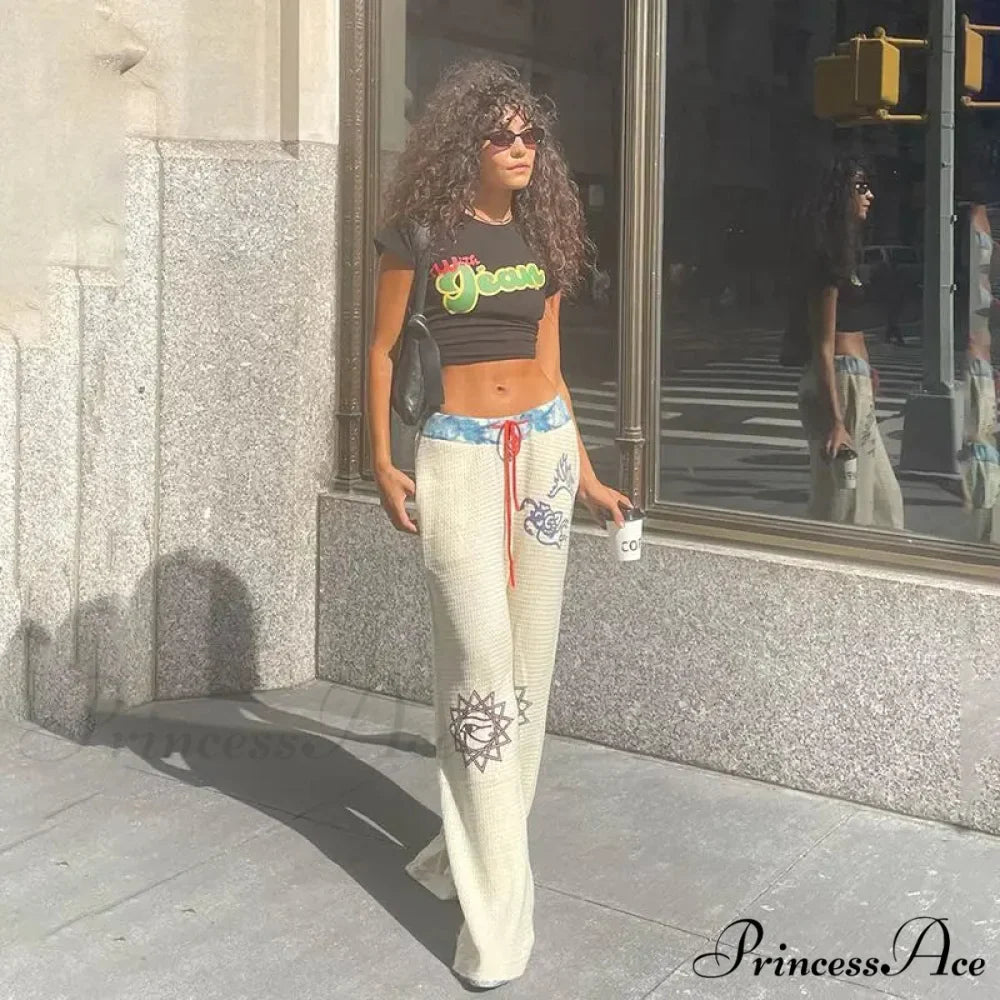 Dark Print 2000s Women Grunge Trousers