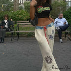 Dark Print 2000s Women Grunge Trousers