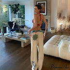 Dark Print 2000s Women Grunge Trousers