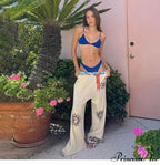 Dark Print 2000s Women Grunge Trousers