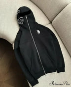 Dark Punk Faded Zipper Hoodie