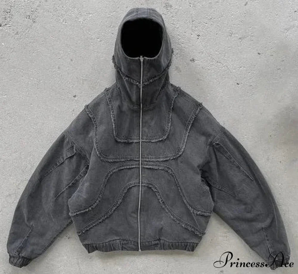 Dark Punk Faded Zipper Hoodie