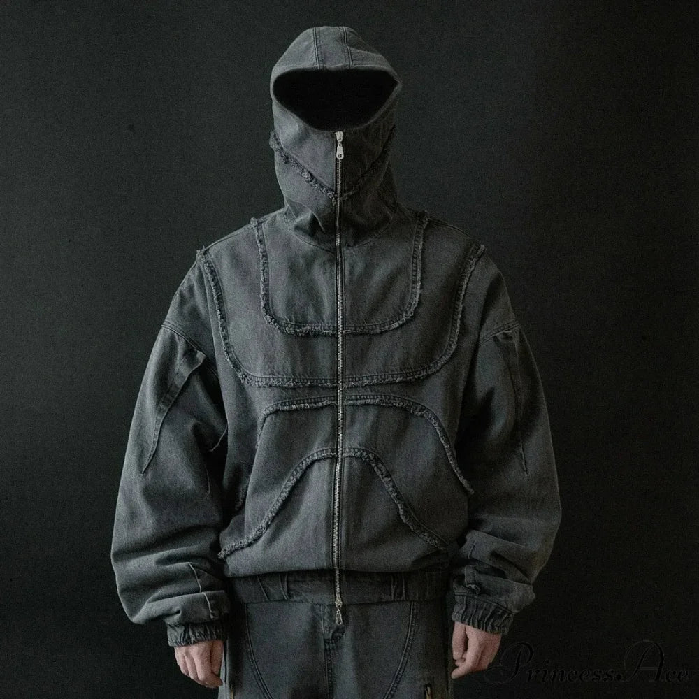 Dark Punk Faded Zipper Hoodie