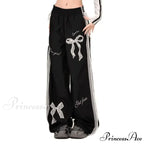Dark Ribbon Lace Y2K Women Retro Trousers
