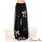 Dark Ribbon Lace Y2K Women Retro Trousers