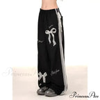 Dark Ribbon Lace Y2K Women Retro Trousers