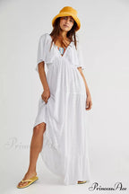 Dark Stitching Circular Neck Flare Free-Spirited Dress