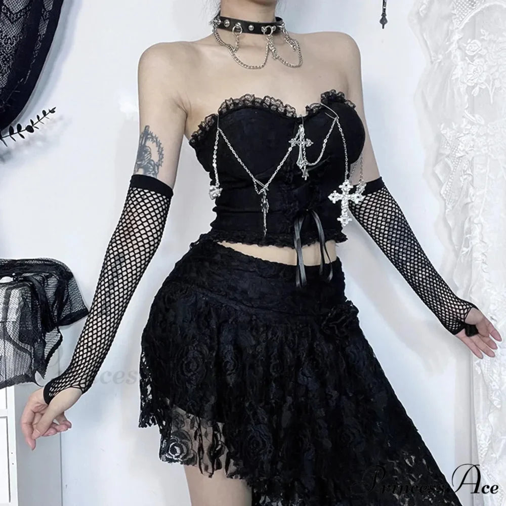 Dark Style Gothic Chain Tube Top Sexy Wrapped Chest Crop Top