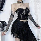 Dark Style Gothic Chain Tube Top Sexy Wrapped Chest Crop Top