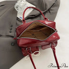 Dark Synthetic Leather Informal Shoulder Bag
