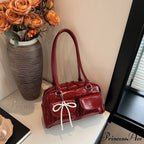 Dark Synthetic Leather Informal Shoulder Bag