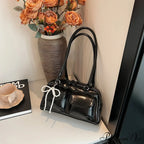 Dark Synthetic Leather Informal Shoulder Bag
