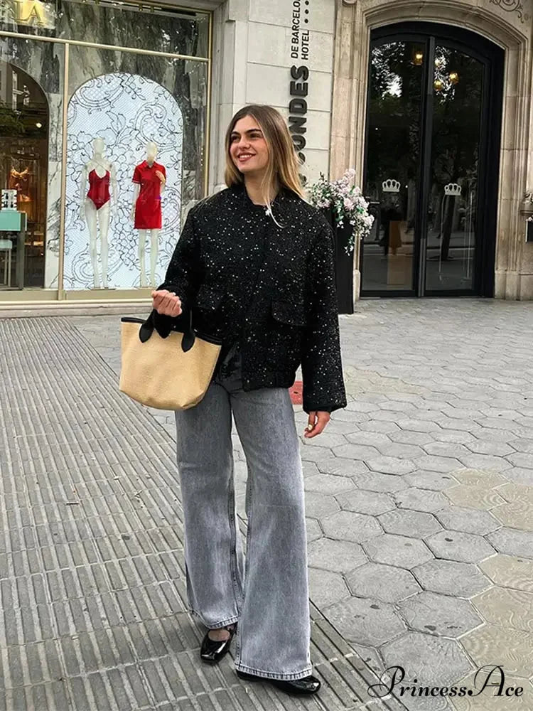 Dark Zipper Aviator Brief Jacket