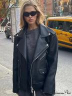 Dark Zippers Huge Leather Coat