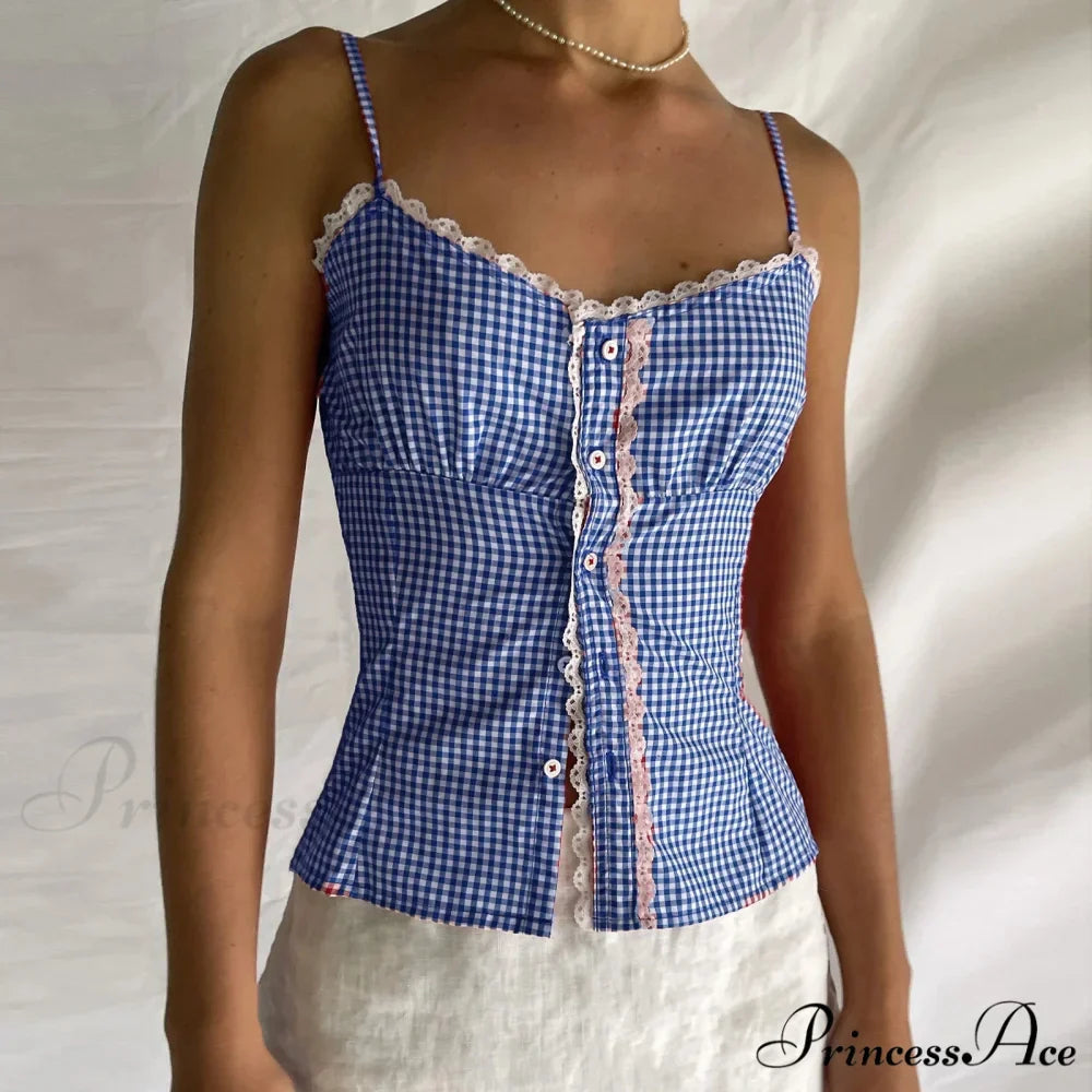 Darling Tartan Button Crop Top