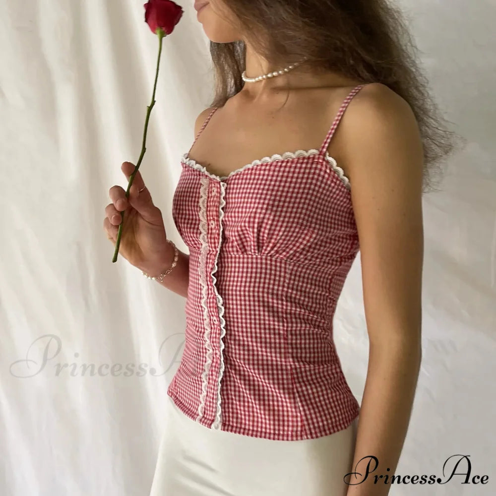 Darling Tartan Button Crop Top