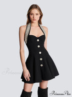 Dazzling Diamonds Halter Mini Party Dress