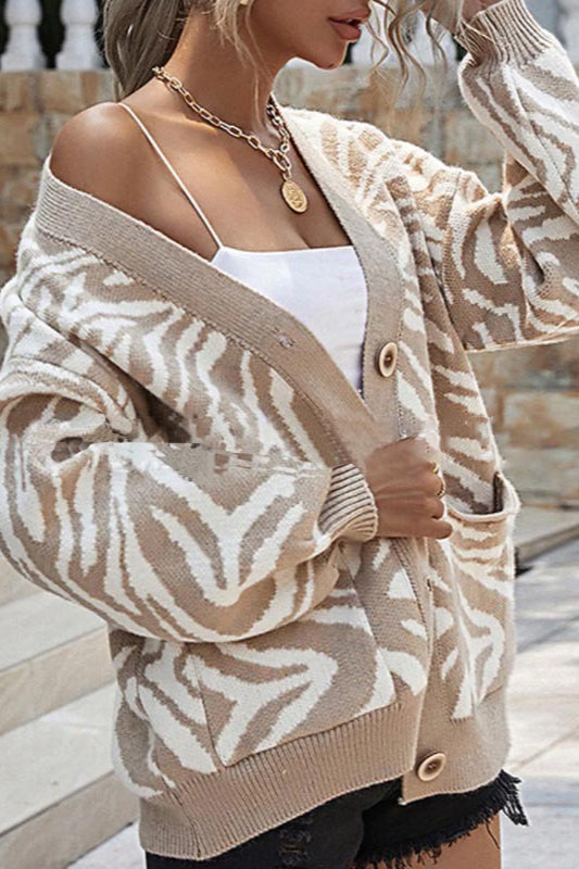 Casual Knit Animal Style Cardigan