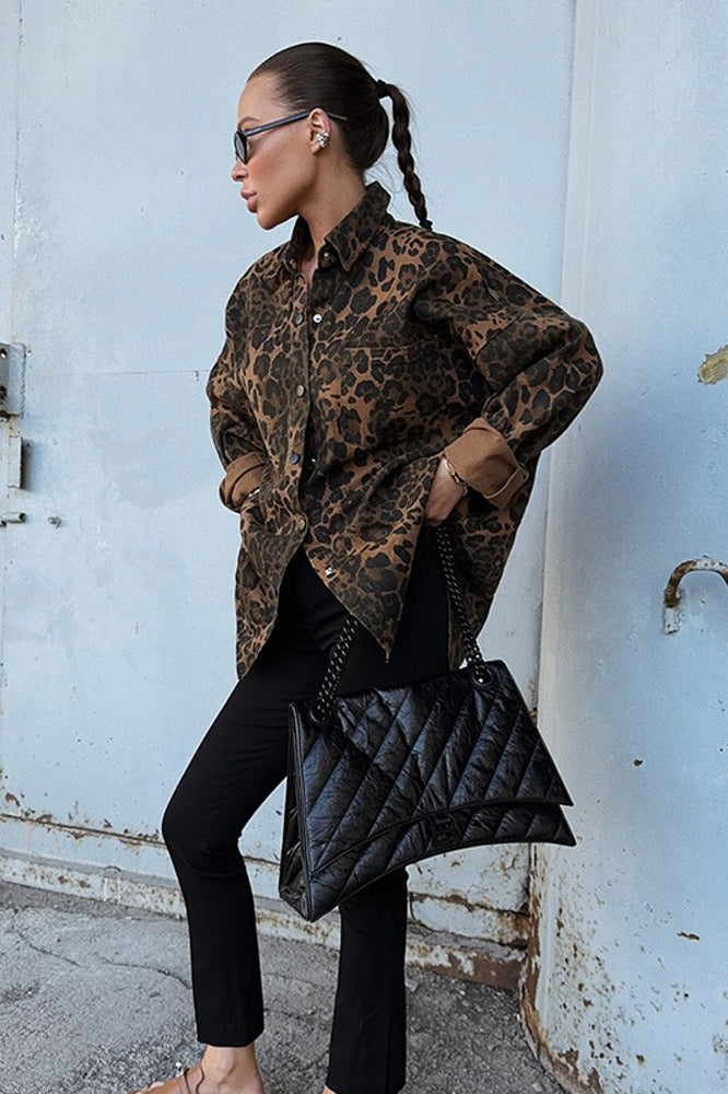 Autumn Vintage Leopard Print Casual Blouse