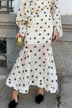 Polka Dot Lantern Sleeve Two Pieces Set