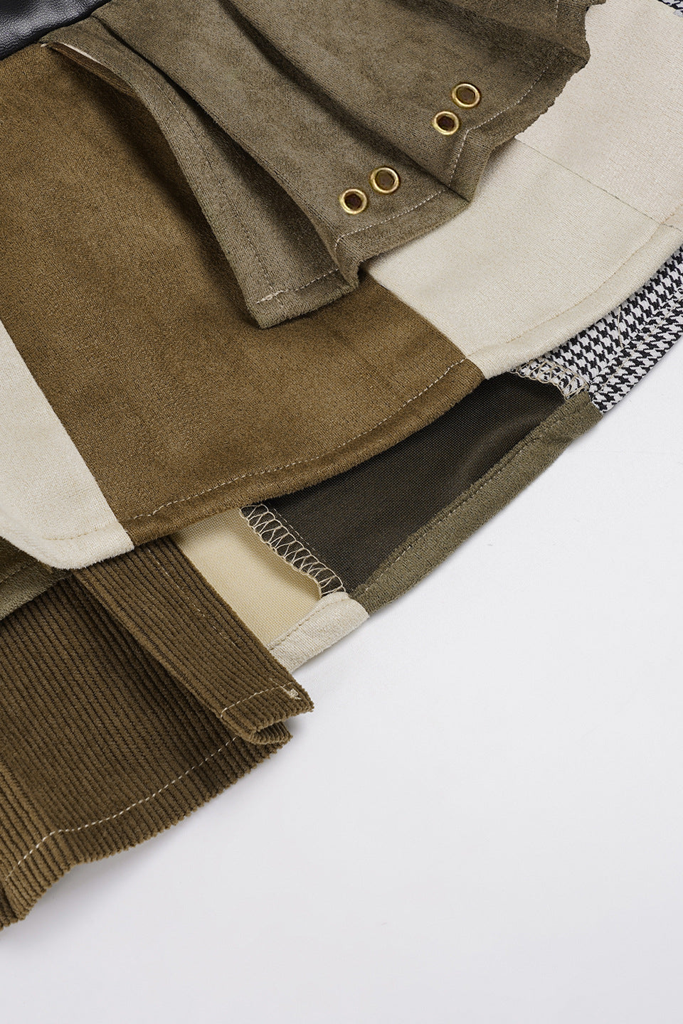 Patchwork Leather Asymmetrical Skirt